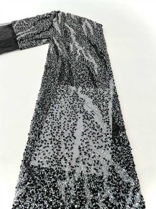 5 Yards Multi-Color Sequined Beaded Embroidered Lace Material Fabric PFS037