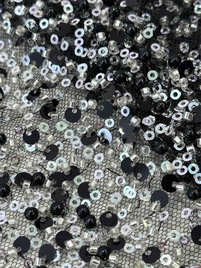 5 Yards Multi-Color Sequined Beaded Embroidered Lace Material Fabric PFS037