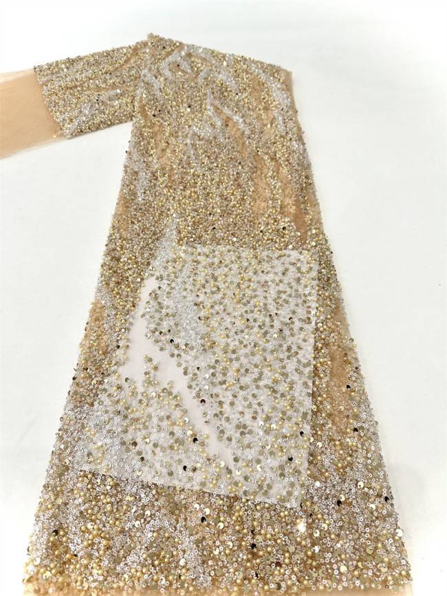 5 Yards Multi-Color Sequined Beaded Embroidered Lace Material Fabric PFS037