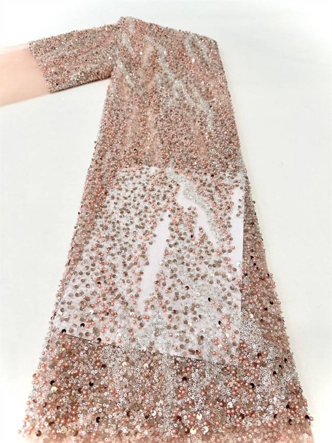 5 Yards Multi-Color Sequined Beaded Embroidered Lace Material Fabric PFS037