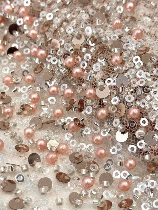 5 Yards Multi-Color Sequined Beaded Embroidered Lace Material Fabric PFS037