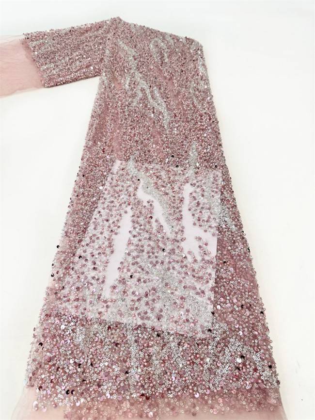 5 Yards Multi-Color Sequined Beaded Embroidered Lace Material Fabric PFS037