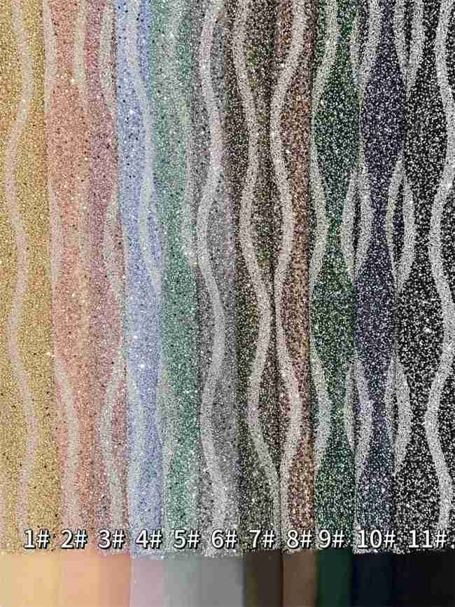 5 Yards Multi-Color Sequined Beaded Embroidered Lace Material Fabric PFS040