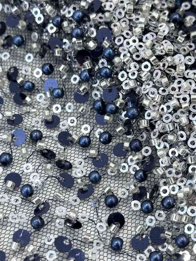 5 Yards Multi-Color Sequined Beaded Embroidered Lace Material Fabric PFS040