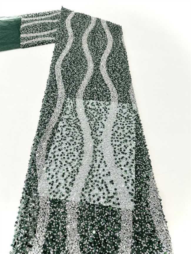5 Yards Multi-Color Sequined Beaded Embroidered Lace Material Fabric PFS040
