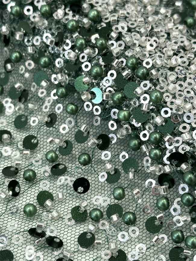 5 Yards Multi-Color Sequined Beaded Embroidered Lace Material Fabric PFS040