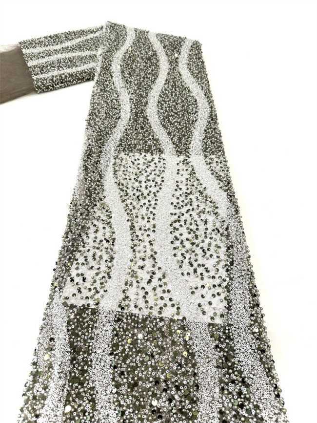 5 Yards Multi-Color Sequined Beaded Embroidered Lace Material Fabric PFS040