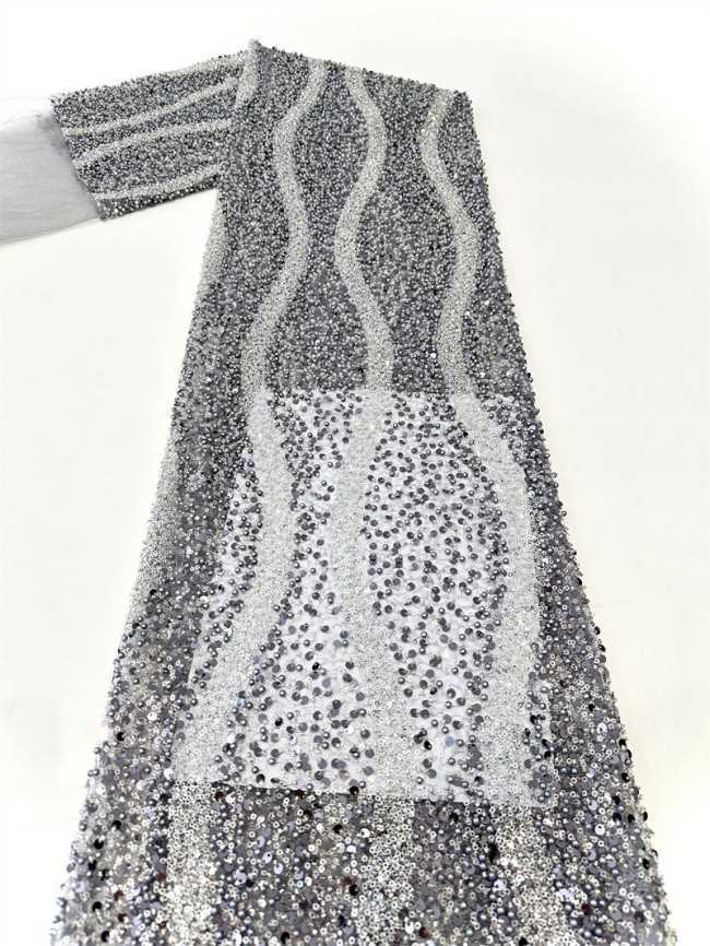 5 Yards Multi-Color Sequined Beaded Embroidered Lace Material Fabric PFS040