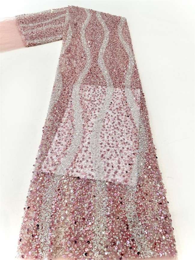 5 Yards Multi-Color Sequined Beaded Embroidered Lace Material Fabric PFS040