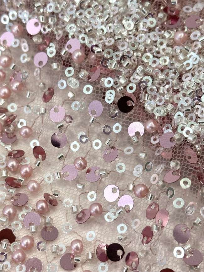 5 Yards Multi-Color Sequined Beaded Embroidered Lace Material Fabric PFS040