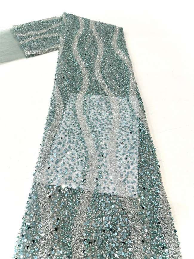 5 Yards Multi-Color Sequined Beaded Embroidered Lace Material Fabric PFS040
