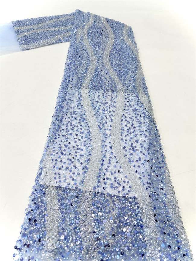 5 Yards Multi-Color Sequined Beaded Embroidered Lace Material Fabric PFS040