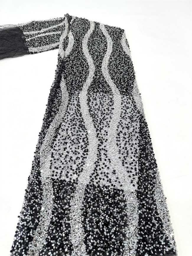 5 Yards Multi-Color Sequined Beaded Embroidered Lace Material Fabric PFS040