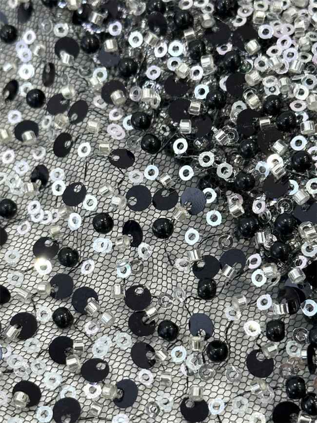 5 Yards Multi-Color Sequined Beaded Embroidered Lace Material Fabric PFS040