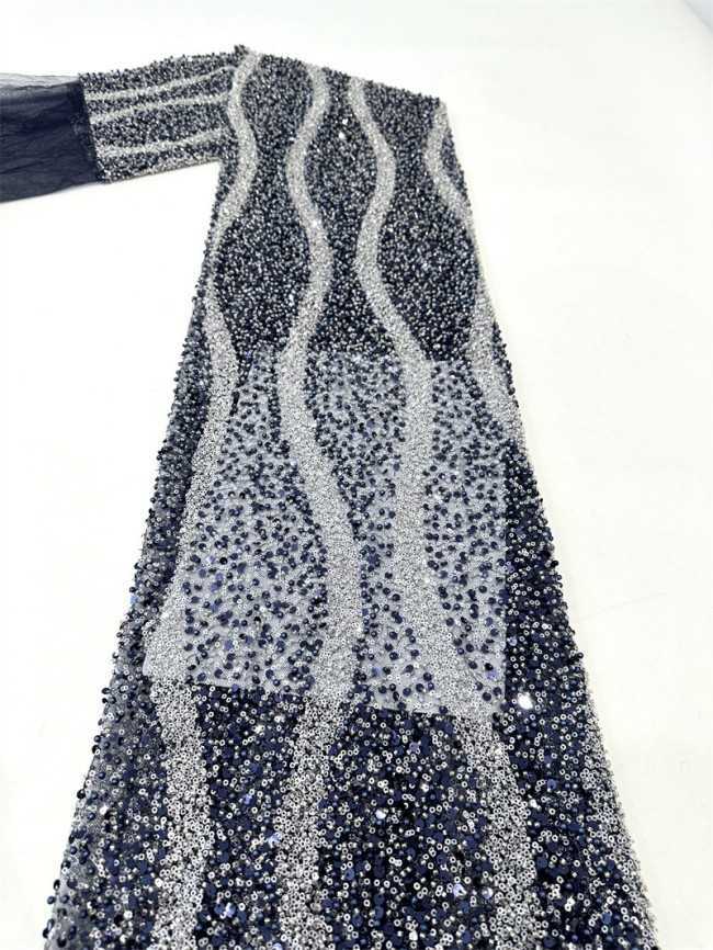 5 Yards Multi-Color Sequined Beaded Embroidered Lace Material Fabric PFS040