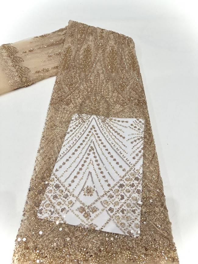 5 Yards Beaded Lace Fabric