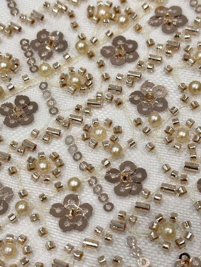 5 Yards Multi-Color Sequined Beaded Embroidered Lace Material Fabric PFS044