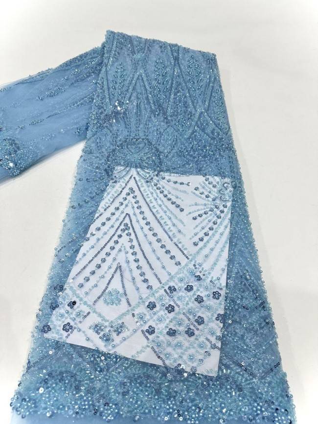 5 Yards Multi-Color Sequined Beaded Embroidered Lace Material Fabric PFS044