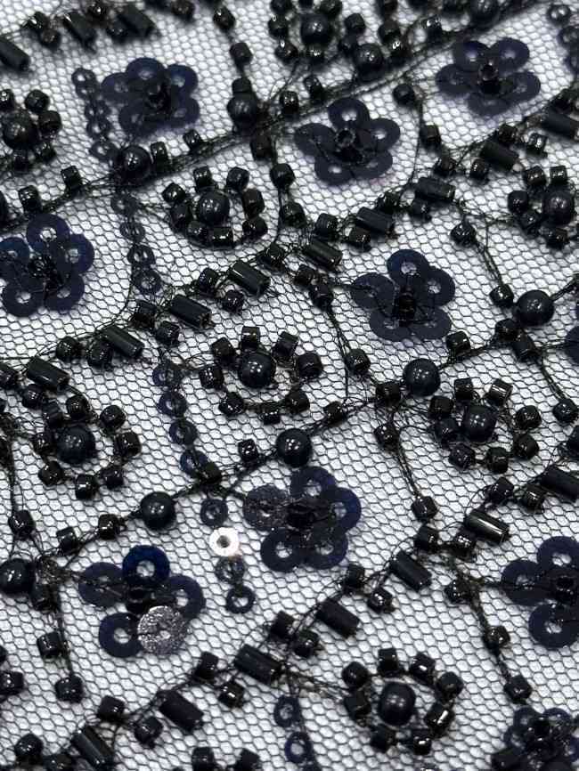 5 Yards Multi-Color Sequined Beaded Embroidered Lace Material Fabric PFS044