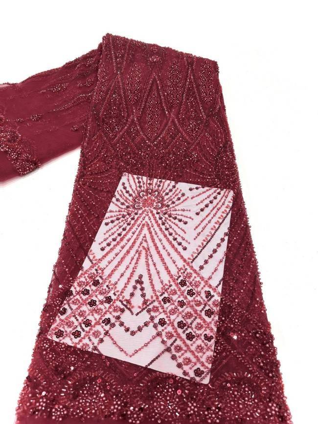 5 Yards Multi-Color Sequined Beaded Embroidered Lace Material Fabric PFS044