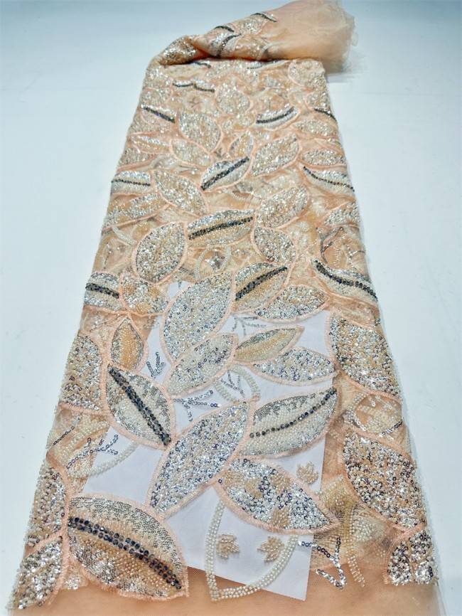 5 Yards Multi-Color Sequined Beaded Embroidered Lace Material Fabric PFS045
