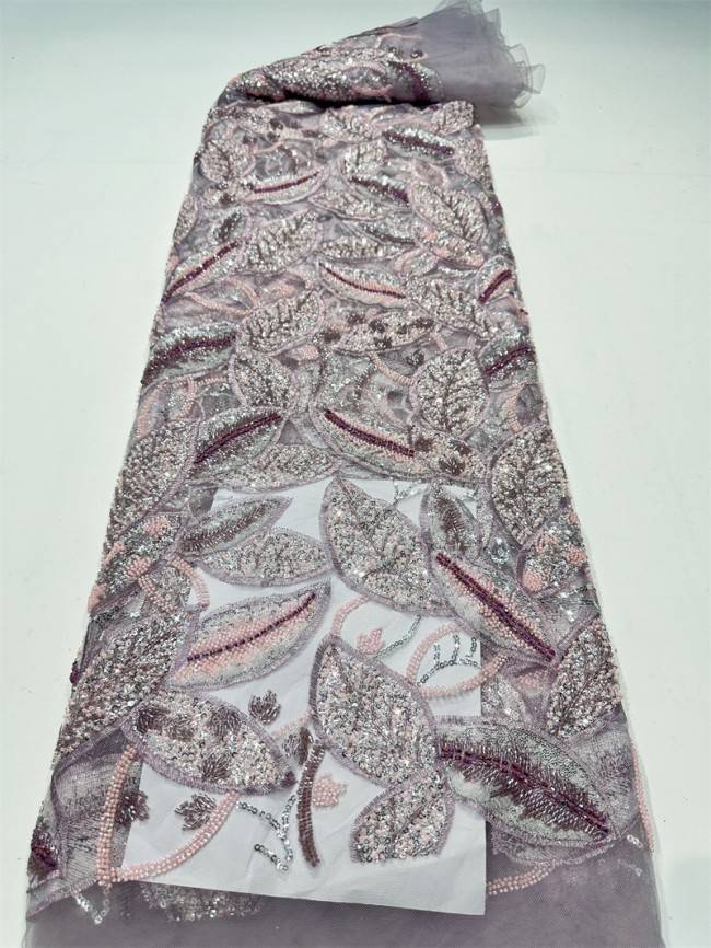 5 Yards Multi-Color Sequined Beaded Embroidered Lace Material Fabric PFS045