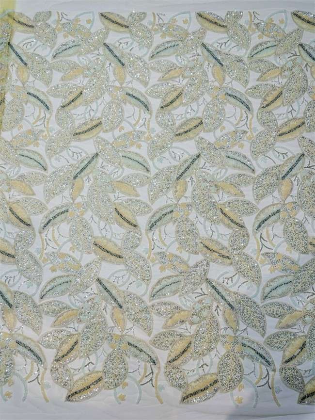 5 Yards Multi-Color Sequined Beaded Embroidered Lace Material Fabric PFS045