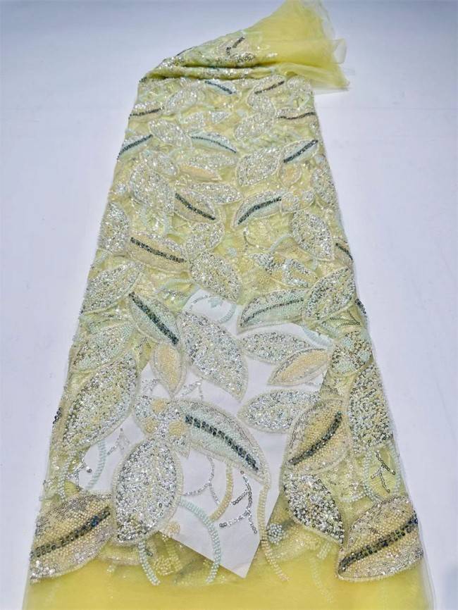 5 Yards Multi-Color Sequined Beaded Embroidered Lace Material Fabric PFS045