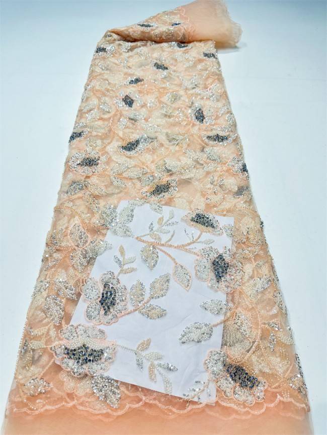5 Yards Multi-Color Sequined Beaded Embroidered Lace Material Fabric PFS046