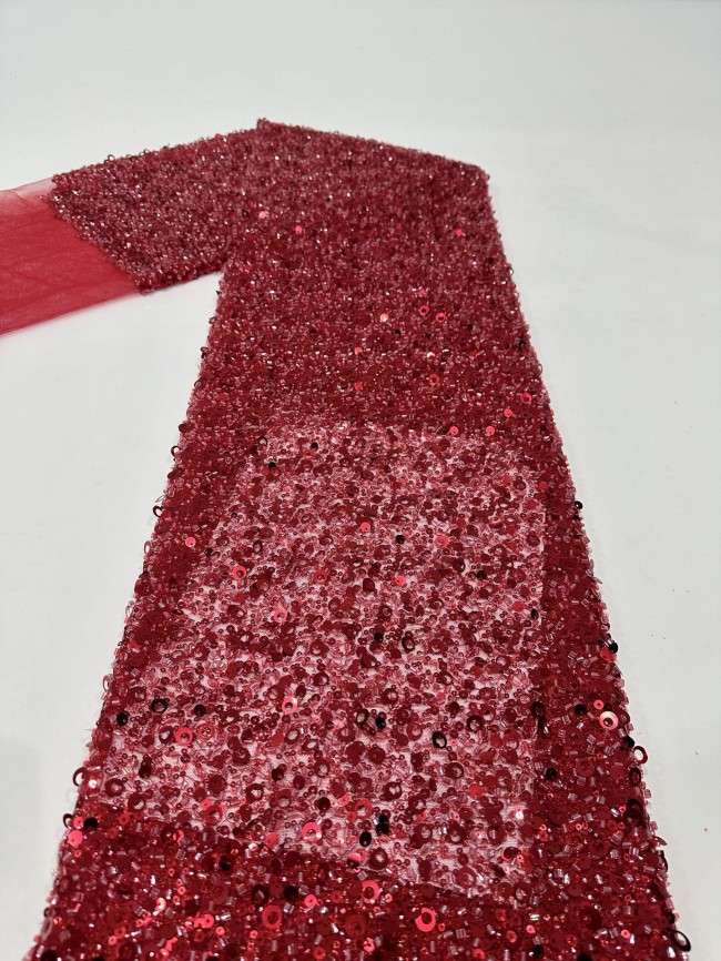5 Yards Multi-Color Sequined Beaded Embroidered Lace Material Fabric PFS050