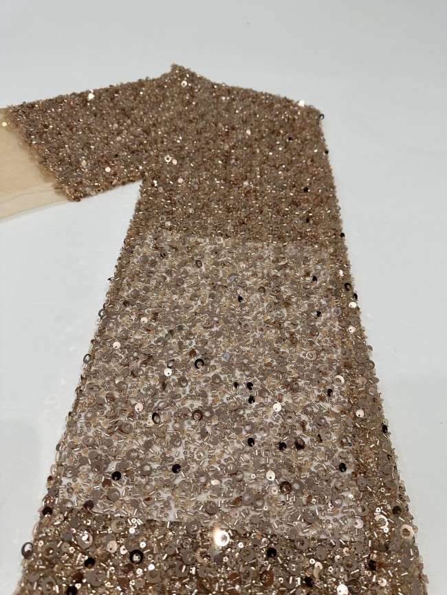 5 Yards Multi-Color Sequined Beaded Embroidered Lace Material Fabric PFS050