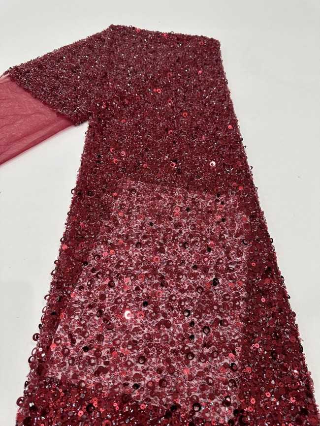 5 Yards Multi-Color Sequined Beaded Embroidered Lace Material Fabric PFS050