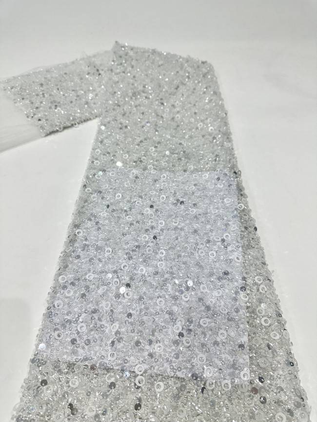 5 Yards Multi-Color Sequined Beaded Embroidered Lace Material Fabric PFS050