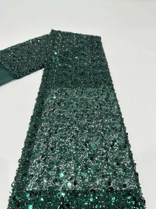 5 Yards Multi-Color Sequined Beaded Embroidered Lace Material Fabric PFS050
