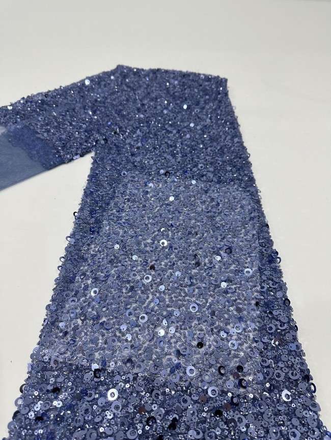 5 Yards Multi-Color Sequined Beaded Embroidered Lace Material Fabric PFS050