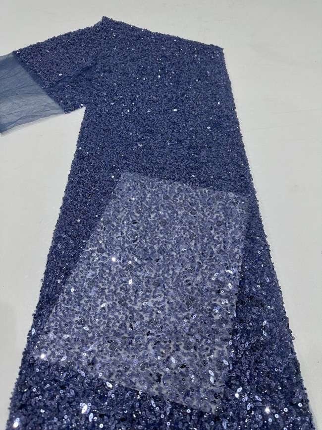 5 Yards Multi-Color Sequined Beaded Embroidered Lace Material Fabric PFS051