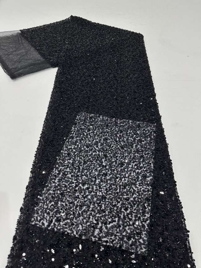 5 Yards Multi-Color Sequined Beaded Embroidered Lace Material Fabric PFS051