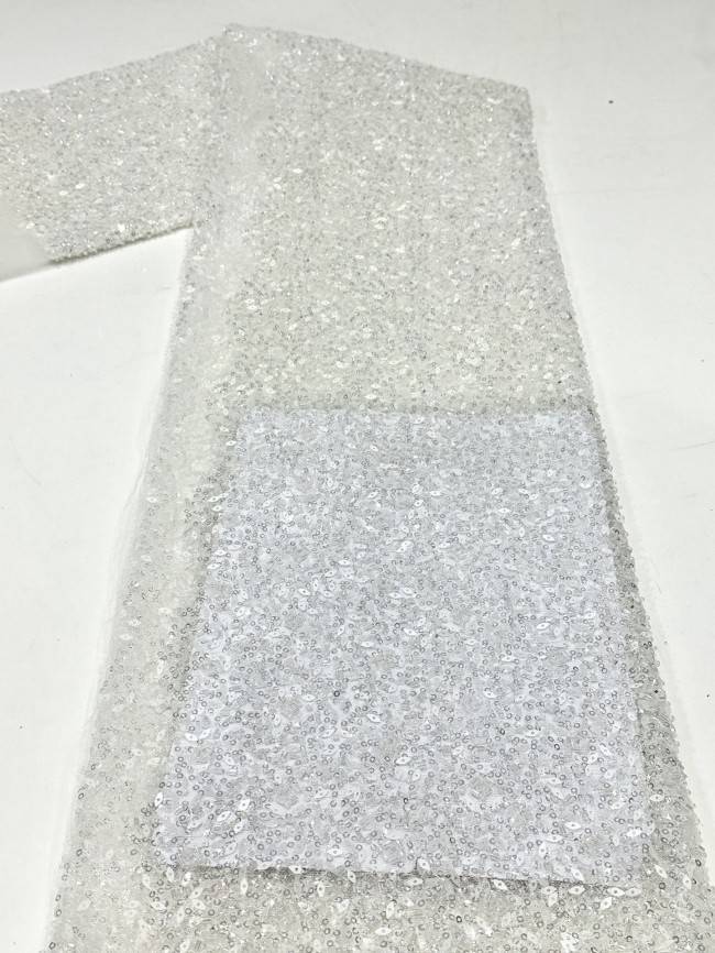 5 Yards Multi-Color Sequined Beaded Embroidered Lace Material Fabric PFS051