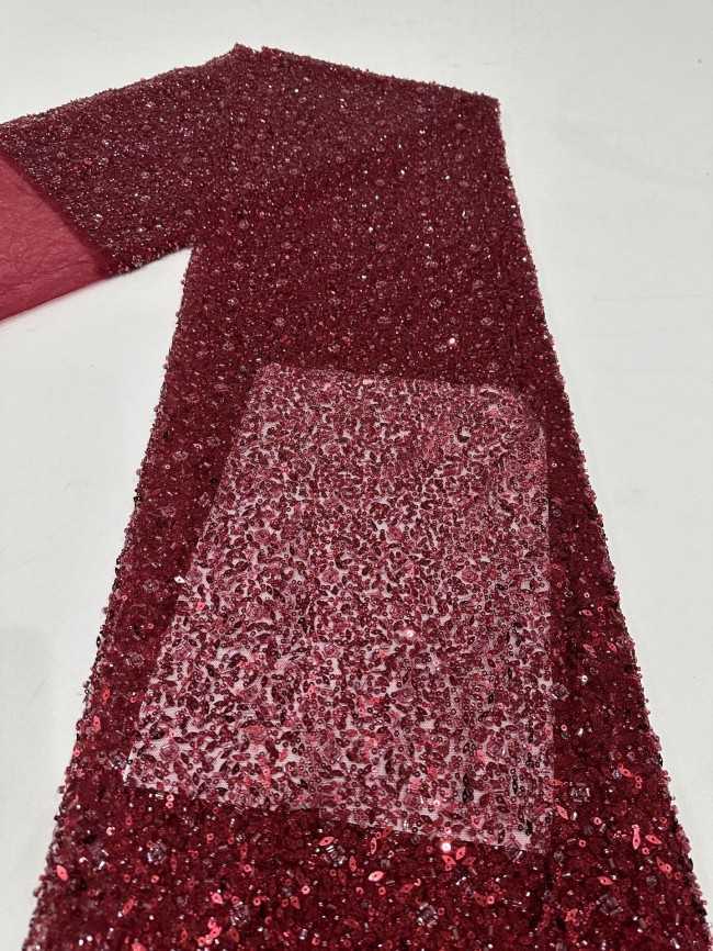 5 Yards Multi-Color Sequined Beaded Embroidered Lace Material Fabric PFS051