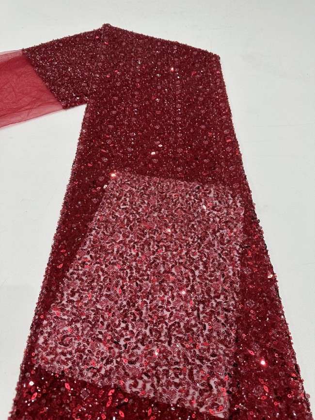 5 Yards Multi-Color Sequined Beaded Embroidered Lace Material Fabric PFS051