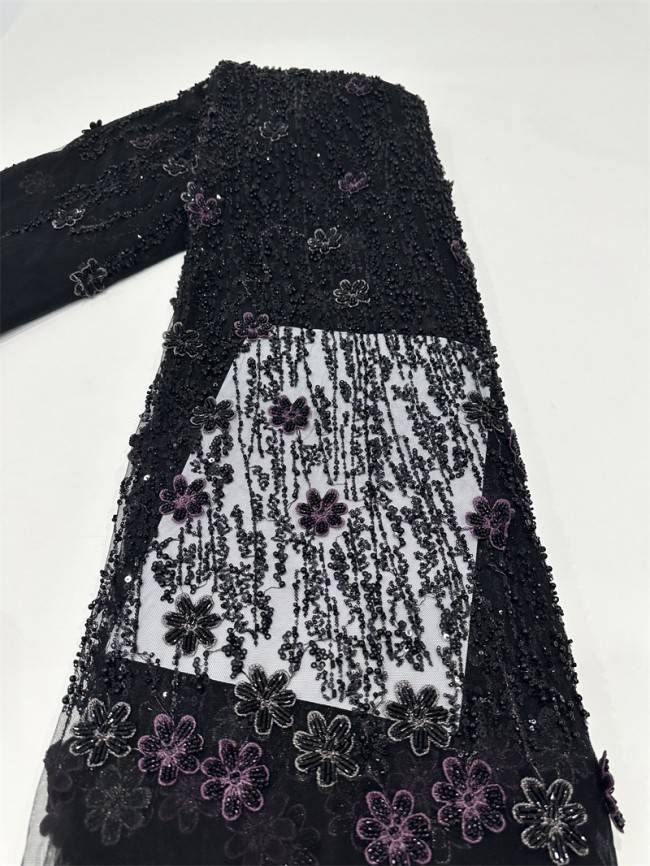 5 Yards Multi-Color Sequined Beaded Embroidered Lace Material Fabric PFS052