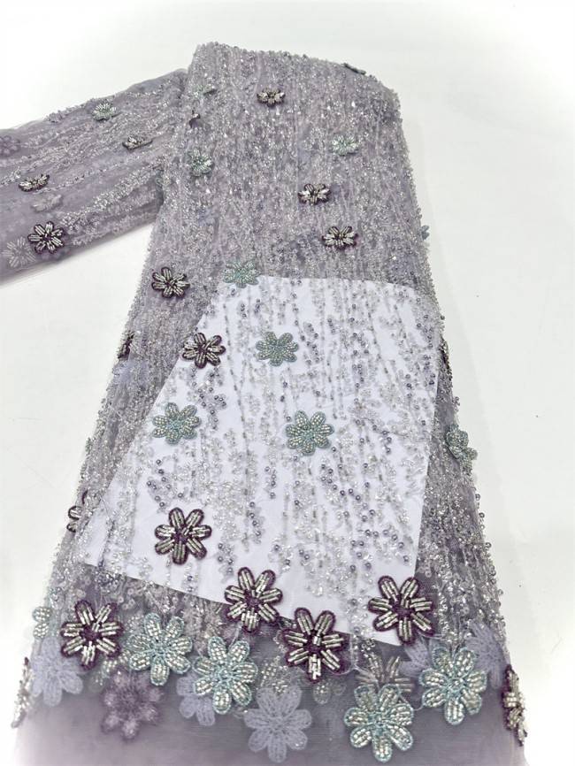 5 Yards Multi-Color Sequined Beaded Embroidered Lace Material Fabric PFS052