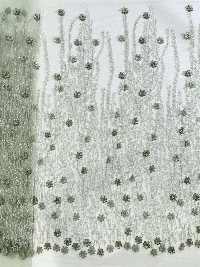 5 Yards Multi-Color Sequined Beaded Embroidered Lace Material Fabric PFS052