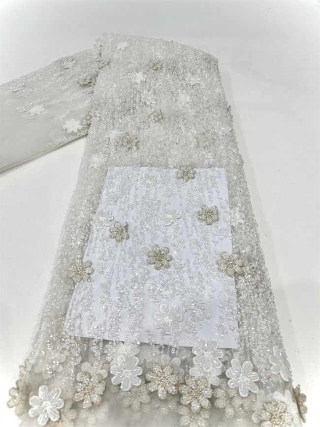 5 Yards Multi-Color Sequined Beaded Embroidered Lace Material Fabric PFS052