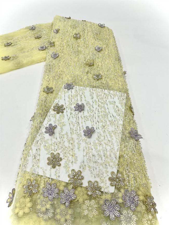 5 Yards Multi-Color Sequined Beaded Embroidered Lace Material Fabric PFS052