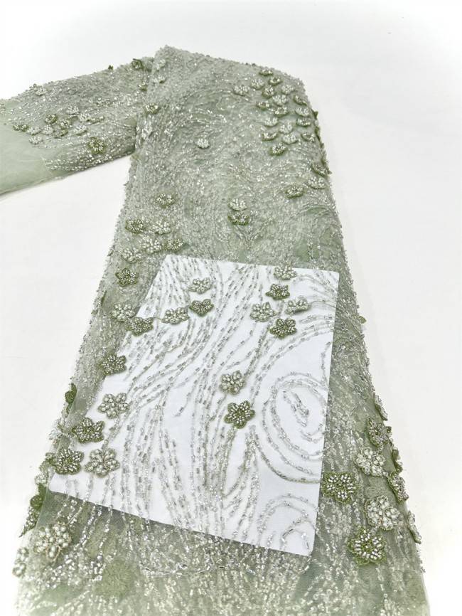 5 Yards Multi-Color Sequined Beaded Embroidered Lace Material Fabric PFS053