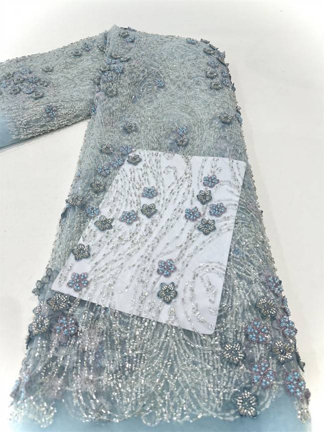 5 Yards Multi-Color Sequined Beaded Embroidered Lace Material Fabric PFS053