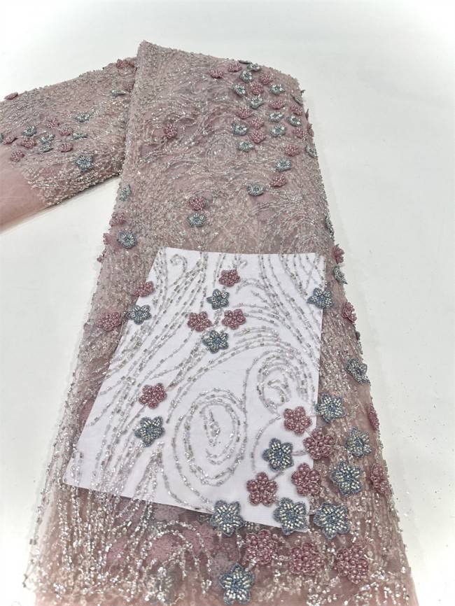 5 Yards Multi-Color Sequined Beaded Embroidered Lace Material Fabric PFS053