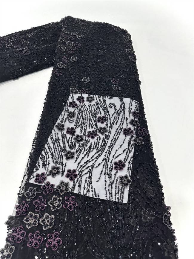 5 Yards Multi-Color Sequined Beaded Embroidered Lace Material Fabric PFS053