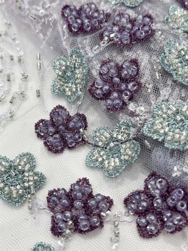 5 Yards Multi-Color Sequined Beaded Embroidered Lace Material Fabric PFS053